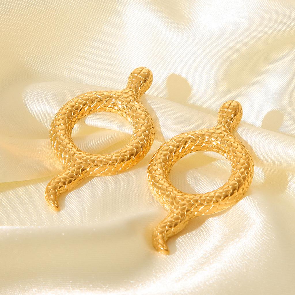 18K Gold Stainless Steel Hollow Snake Earrings for Women, Non-fading Titanium Steel Studs, Premium Style