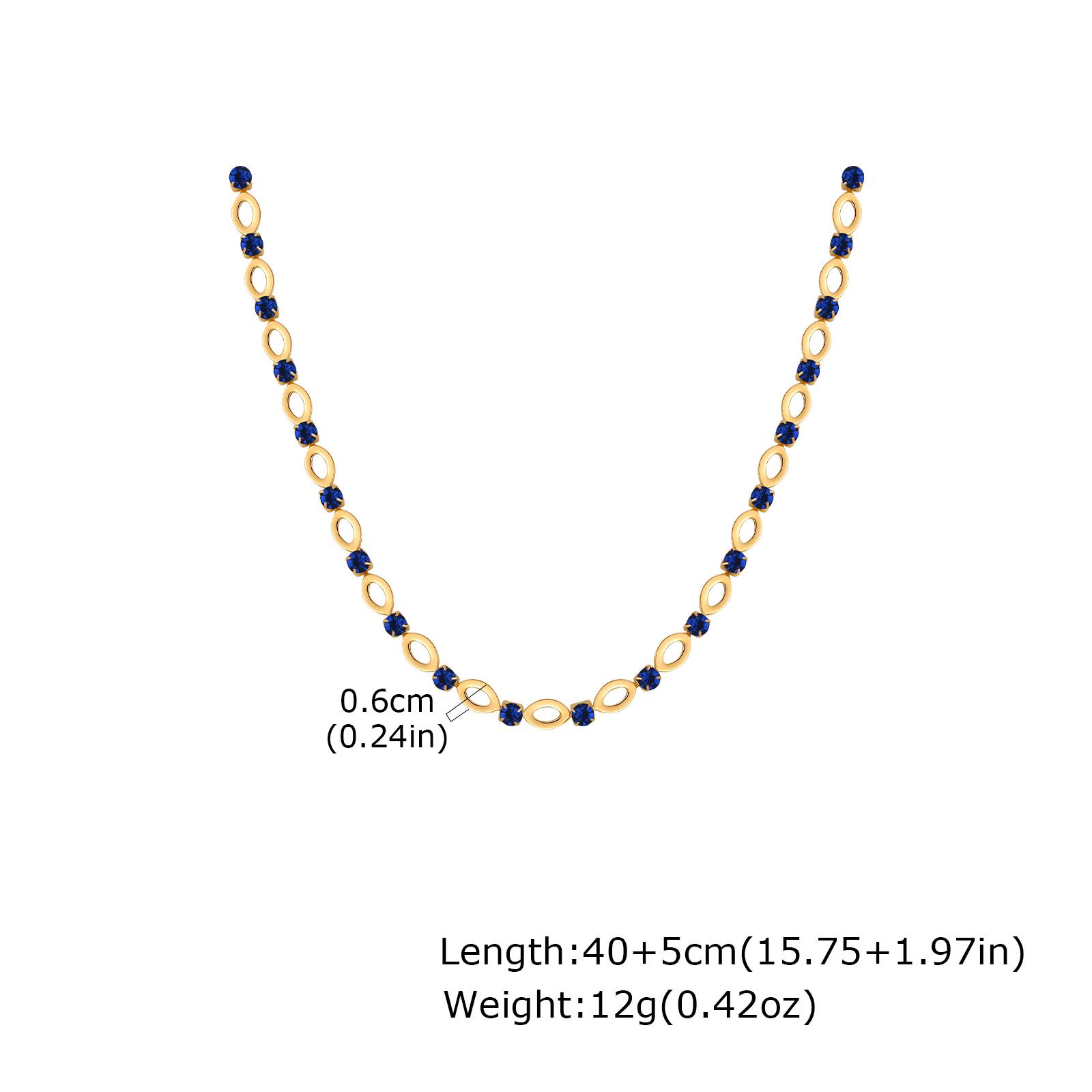 

Crystal Zircon Hollow Oval Chain Necklace for Women, Gold Color Stainless Steel CZ Necklace, Elegant Party Wedding Jewelry