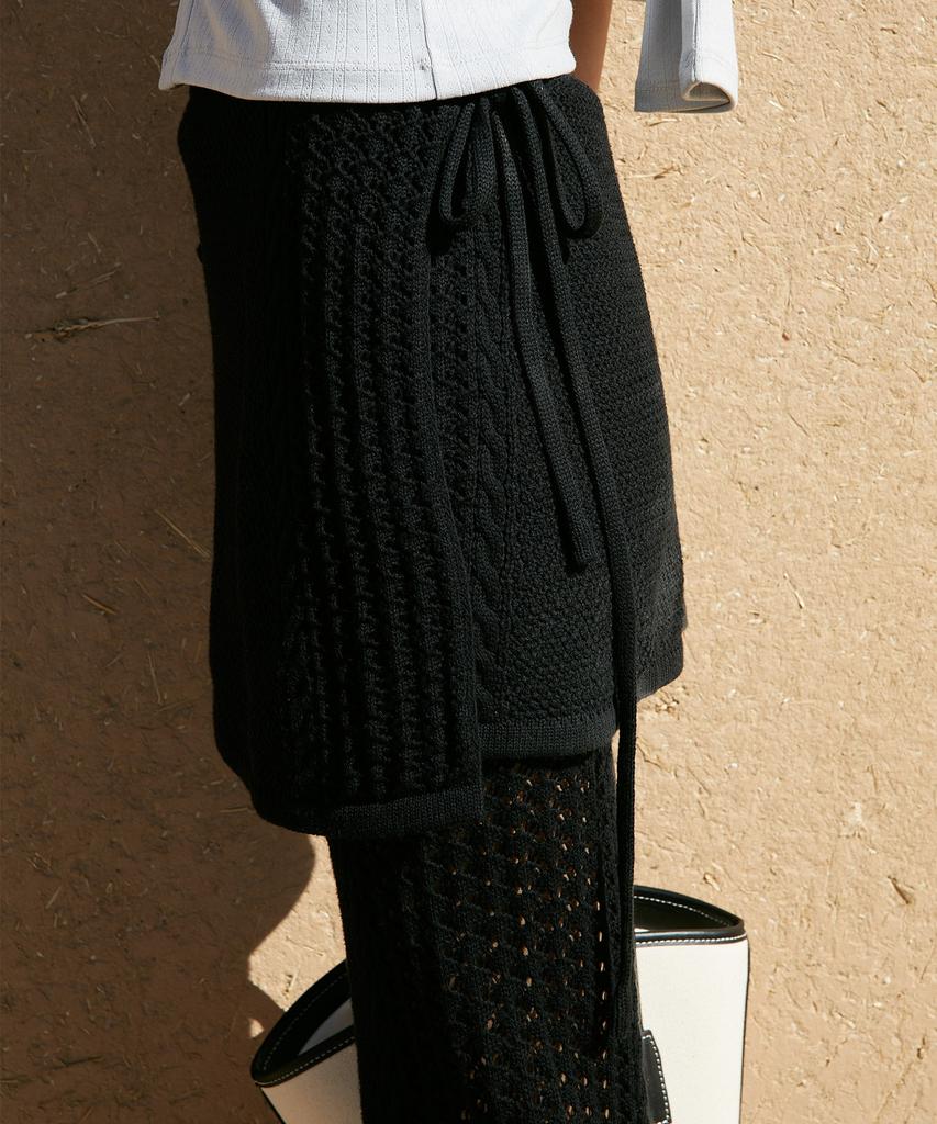 FOLNUA Apron Wrap Skirt Pants Set (2Color)