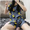 2 Teile/satz Cartoon Tier Frauen Nachtwäsche Kurzarm Top Shorts Pyjamas Set