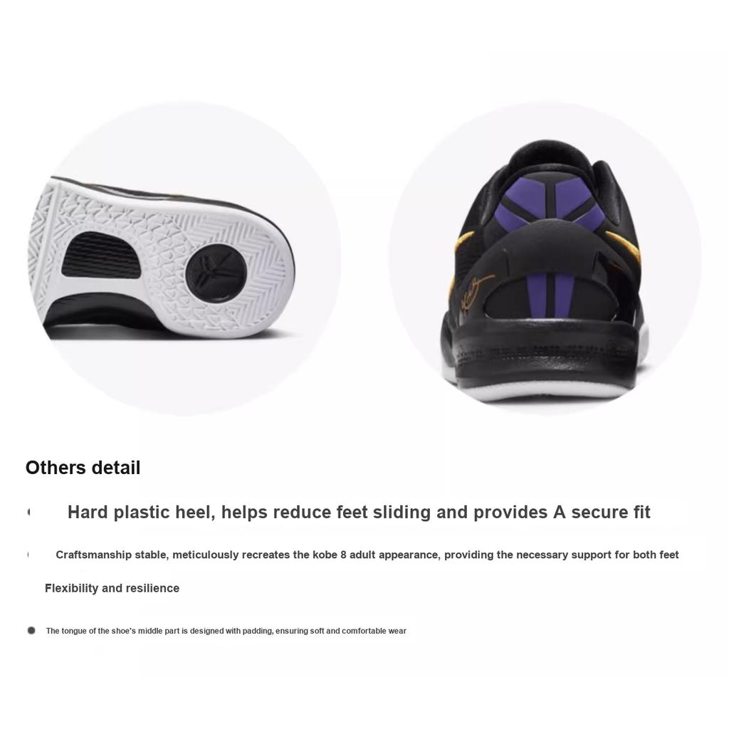 Nike Kobe 8 GS Lakers Away Kids Sneakers Black University-Gold White FN0266-002