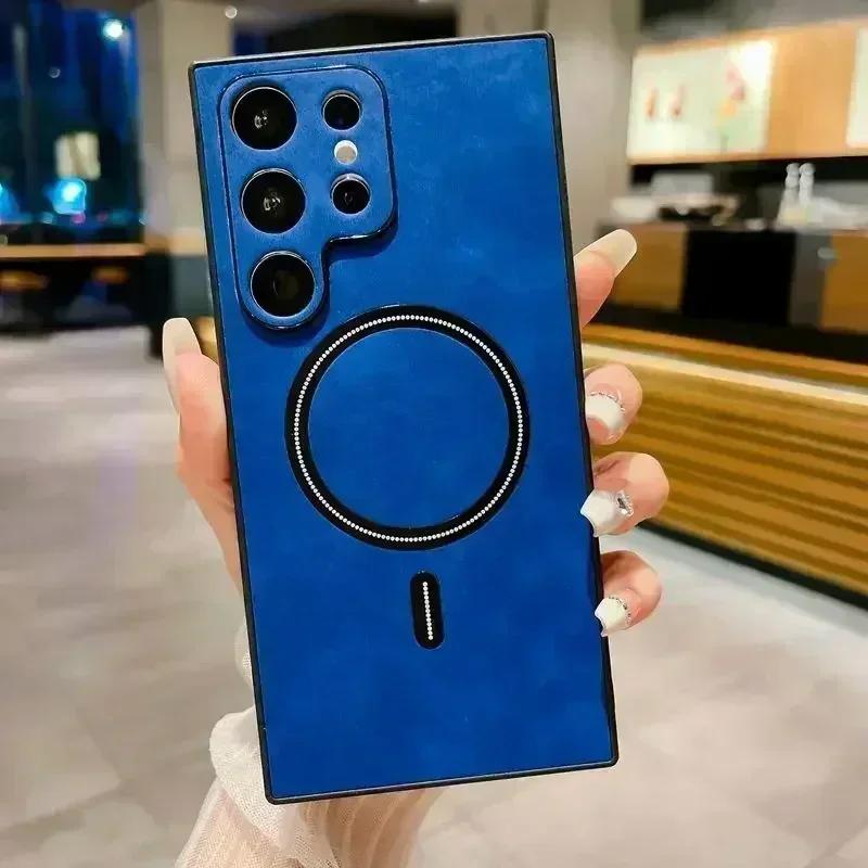 Vintage Leather Magnetic For Magsafe Case For Samsung Galaxy S25 S24 S23 S22 S21 FE Note 20 Ultra Plus S21FE S23Ultra S 25 Cover