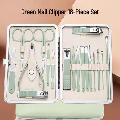 7-Piece Matcha Green Stainless Steel Manicure & Pedicure Nail Clipper Set