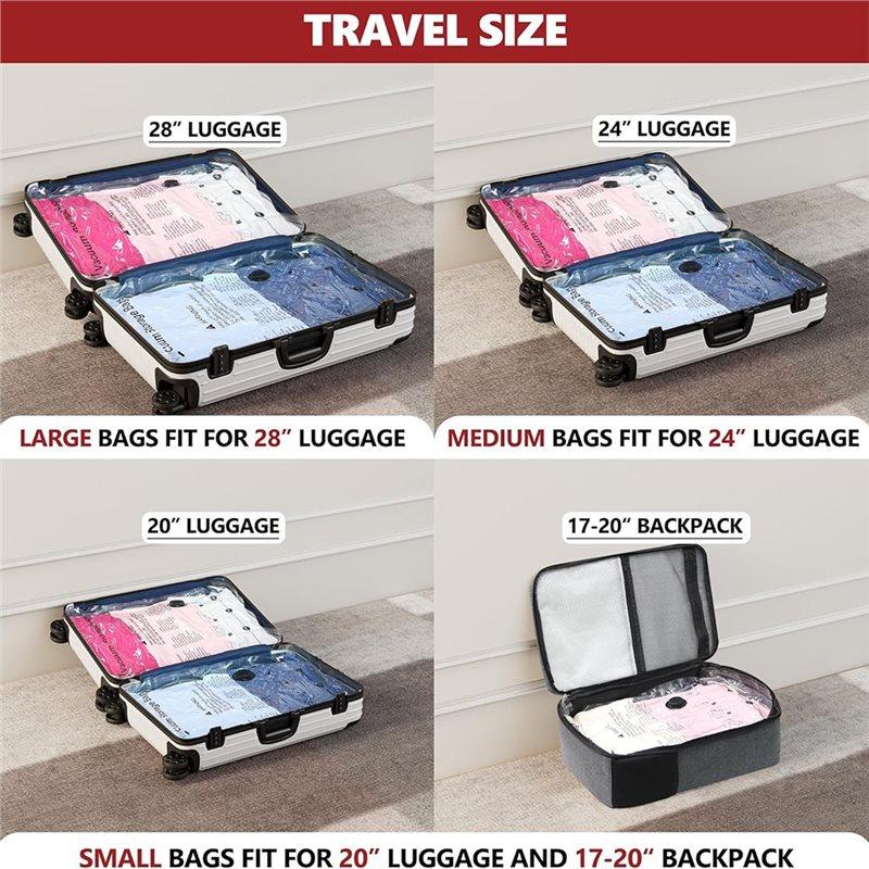 Portable Electric Pump Travel Vacuum Bags 12 Combo(4L/4M/4S), Compression Seal Cube For Luggage Organizer Storage