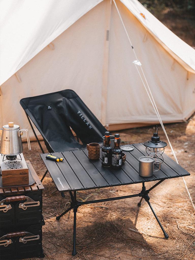 CAMPING MOON Roll Table, Slim Table, Camping Folding Table, Low Style, 2 Height Adjustments, T-520-BK