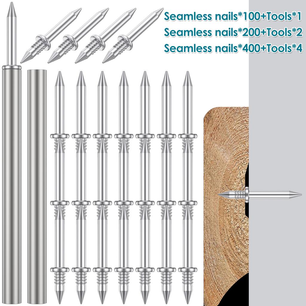 400/100 st Dubbelhuvud Osynliga Spikar Träspik Fäste Golvsockel Gänga Sömlös Spik Metall Golvsockellist Utan Märken Spik