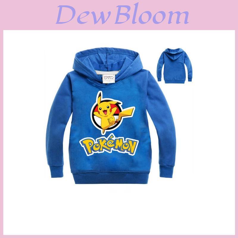 Go Kids Pokemon Ragazzi Ragazze Felpa a Manica Lunga T-shirt Abbigliamento Casual Top