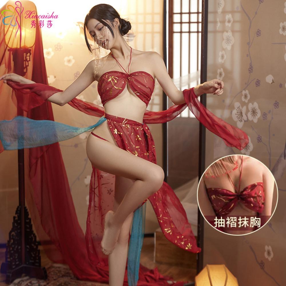 Sexy Underwear Seduces Hanfu Pure Desire Pajamas Women's Small Breasts Sexy Nightgown Antique Large Size Uniform Sao Passion Suit