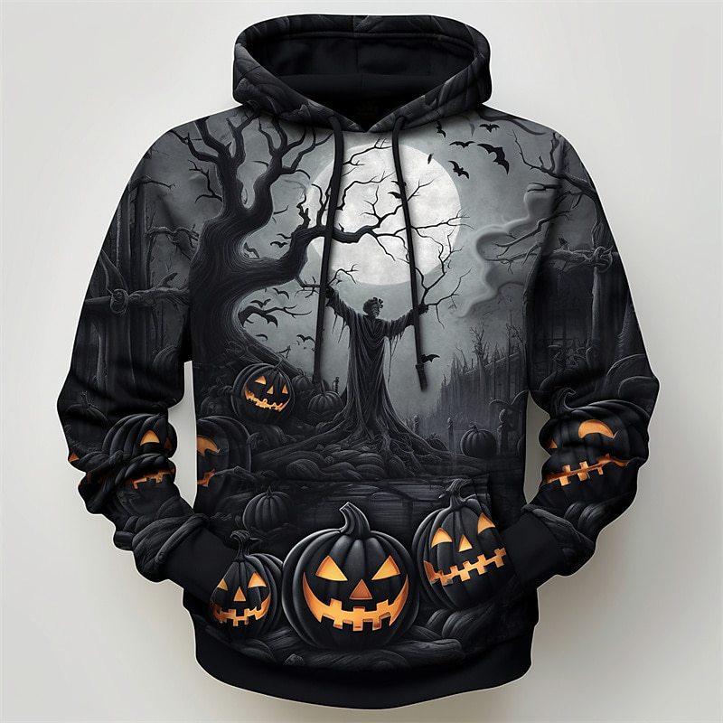 Men's Fall/Winter Halloween Funny Pumpkin 3D Printed Hooded Hoodies & Sweatshirts (men’s)