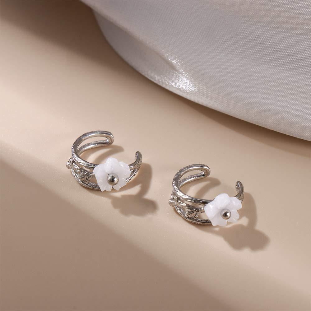 Snow Sakura No Piercing Cartilage Clip Earrings Ear Cuff Flower Ear Clips Korean Earrings for Women