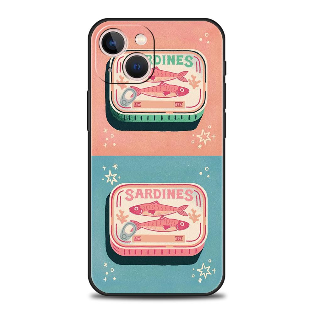 Luxury TPU Soft Phone Case For iPhone 17 Air 16E 16 11 15 14 Pro MAX 12 13 7 8 Plus X XR XS SE 2022 Cover Sardines Canned