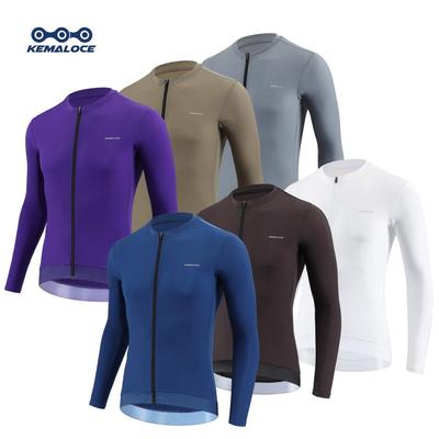 KEMALOCE Cycling Jersey Men Long Sleeve Autumn&Spring Black&Purple&Grey Breathable High End Bicycle Bike Jersey