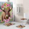 Creative Fashion Series Shower Curtain Floor Mat Combination Four-Piece Set Bathroom Toilet Carpet Shower Room Mat Foot Mat