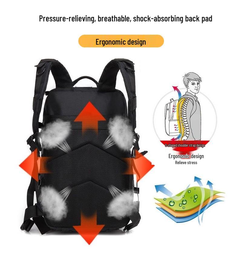 Camouflage Waterproof Tactical Backpack - Wear-resistant, Multifunctional, Double Shoulder for Hiking, Camping, Mountaineering, Large 3P Design