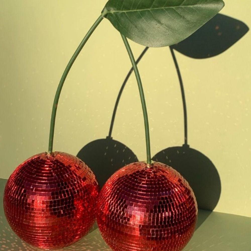 Creative Cherry Disco Balls Cute Cherry Desktop Ornament Crafts Mirror Glass Balls  Gift