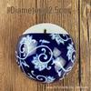 Hand-Painted Blue and White Ceramic Wall Vase with Floral and Bird Design