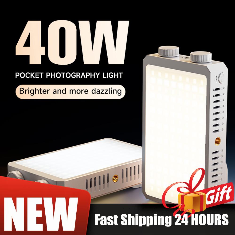 2800-9000K 40W LED Camera Light 4400mAh Rechargeable Video Light Photography Lighting Handle Camera Light Portable LED Lamp