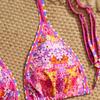 Dámský bikini set Plavky s květinovým potiskem v zástěrovém stylu