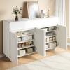 Sideboard Wohnzimmer mit geschwungenen Türen, Moderner Schrank aus Spanplatte und MDF, Runde Metallfüße