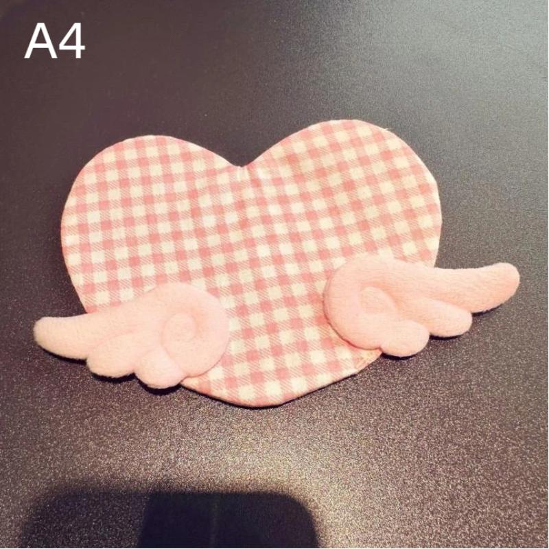 Sweet Angel Wing Heart Coaster Girly Aesthetic Plaid Anti-Scald Table Pad for Coffee Shop Desktop 1Pcs