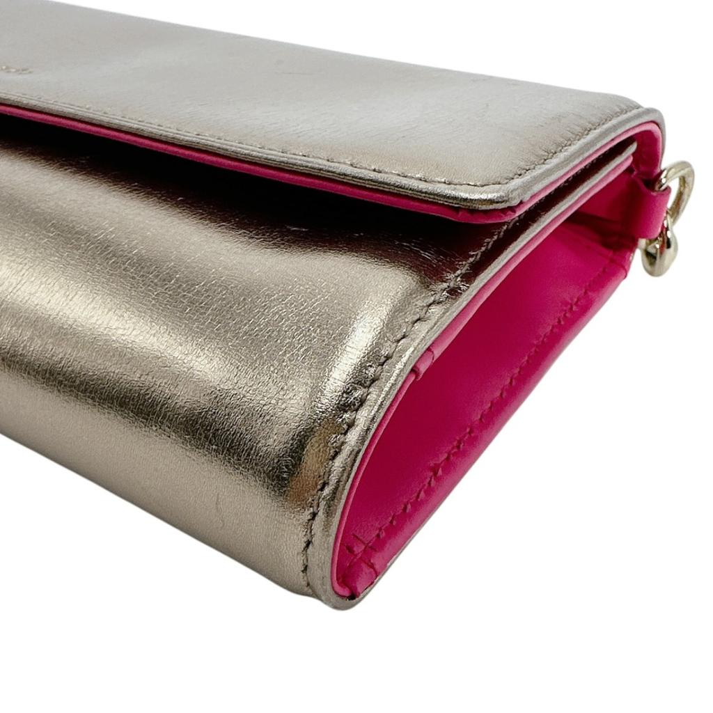 Kate Spade Trifold purse Mini bag Long Wallet purse Gold x Pink Women Used