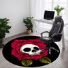 1pc Skull Rose Office Round Area Rug,  Mat Suitable For Office, Under Office Chairs Bedroom Living Room Home Decor, Room Deco