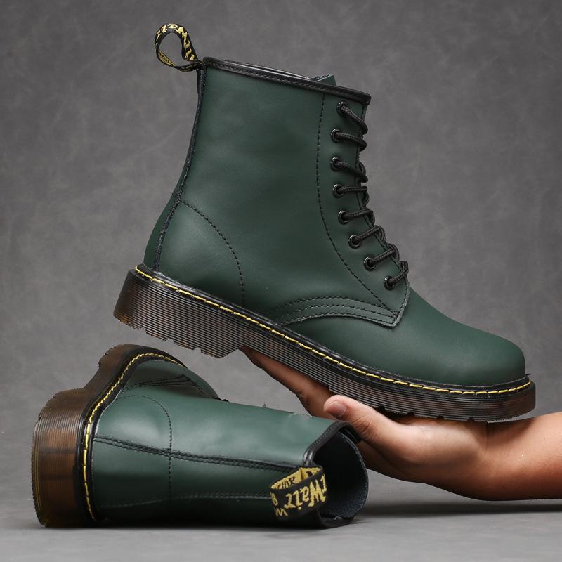 Martens Chunky Boots For Women Ladies Genuine Leather Ankle Boots Female Motorcycle Women Boots Big Size 35-46