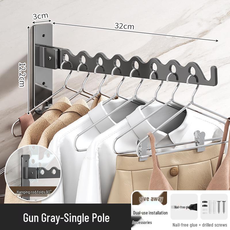 Invisible No-Drill Foldable Clothes Drying Rack for Balcony or Bathroom