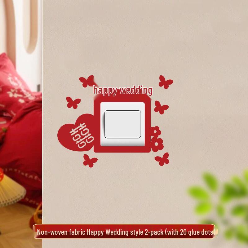 Double Happiness Wedding Stickers for Living Room, Bedroom, and Restaurant Decoration