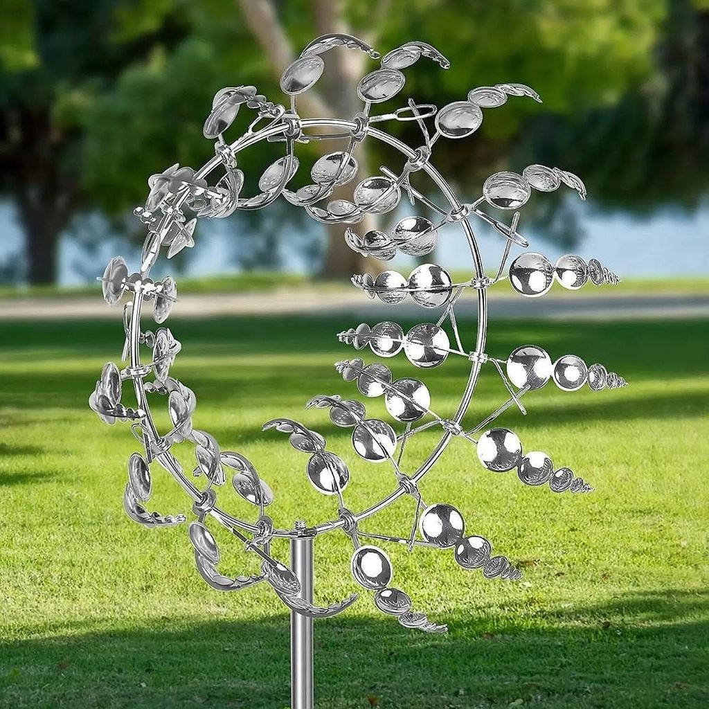 Metal Windmill Spinner Yard Art Outside Garden Stake Park Rotatable for Outdoor Backyard Landscape Street Pathway Patio Decor