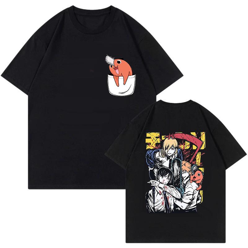 Unisex Mange Y2k Kleidung Japanischer Anime Chainsaw Man T-Shirt 90er Lustiges Pochita T-Shirt Makima Harajuku Grafik-T-Shirts Tops T-Shirt