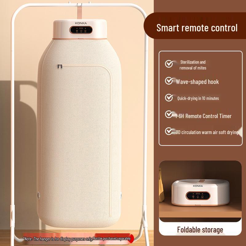 

Konka Wall-Mounted Portable Clothes Dryer - Compact Design for Home, Dormitory, and Travel Smart Remote Control Version слонова кістка/білий