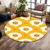 Smiling Fried Eggs with Hearts Pattern Print Round Rug, Living Room, Bedroom, Playroom Carpet, Non Slip Floor Mat, Gift