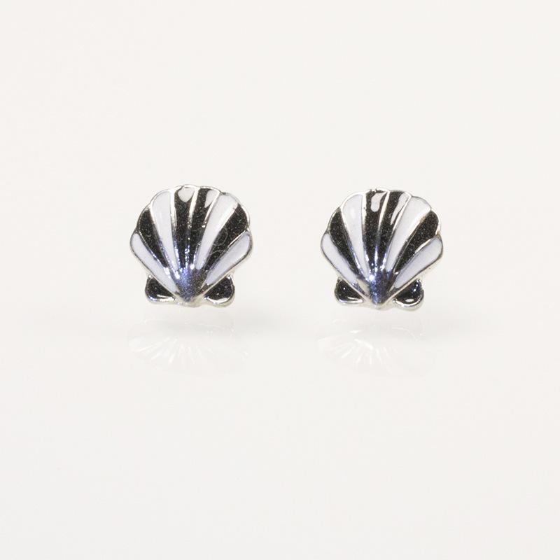 

Silver needle European and American temperament Internet celebrity dripping oil shell earrings, fashion personality trend small earrings срібний