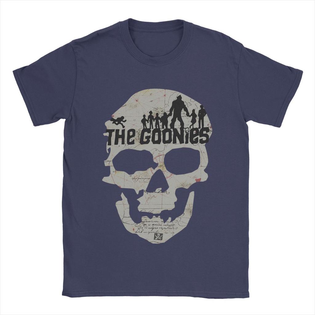 Men The Goonies Skeleton Map Poster T Shirts Pure Cotton Clothes Funny Short Sleeve O Neck Tee Shirt Plus Size T-Shirts
