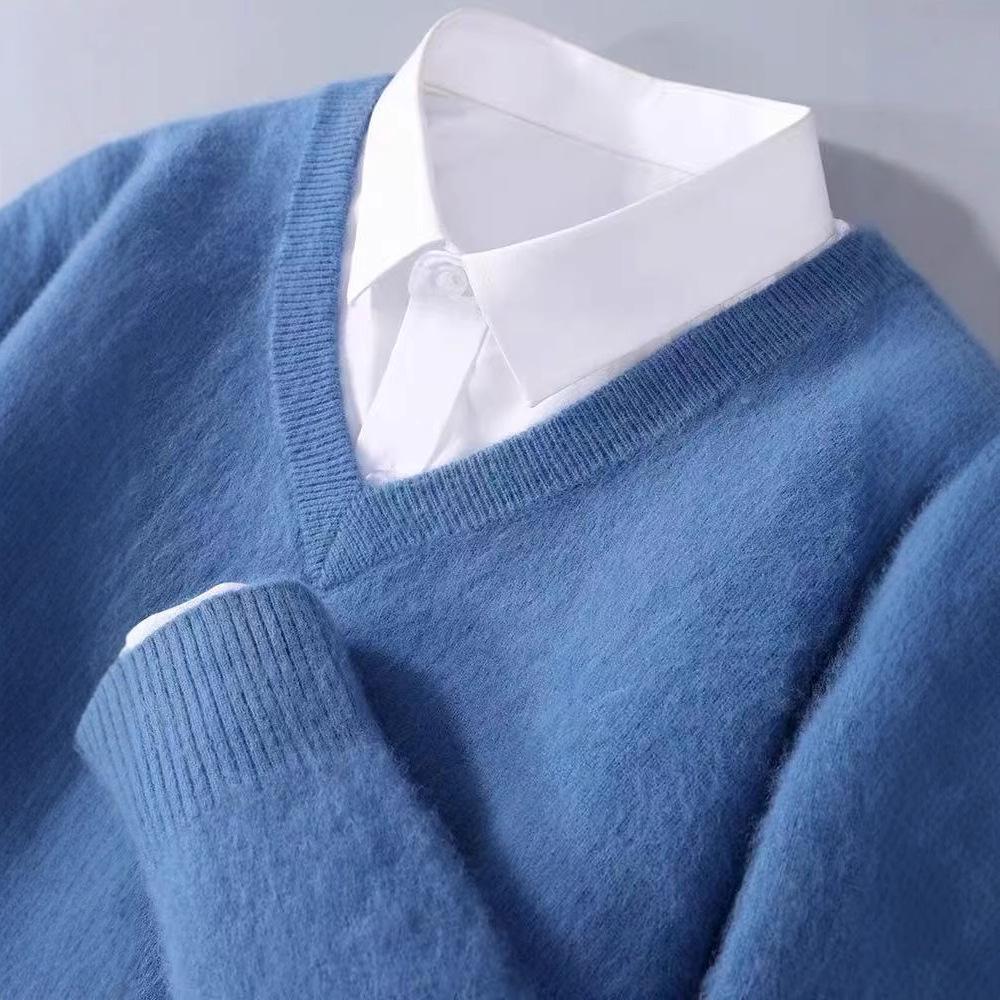 Men's Luxury Cashmere Knit V-Neck Sweater - Autumn/Winter Collection