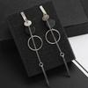 Black Round Hanging Earrings for Women Gold Color Link Tassel Earrings Bohemian Dangle Earrings Korean Fashion Ear Jewelry