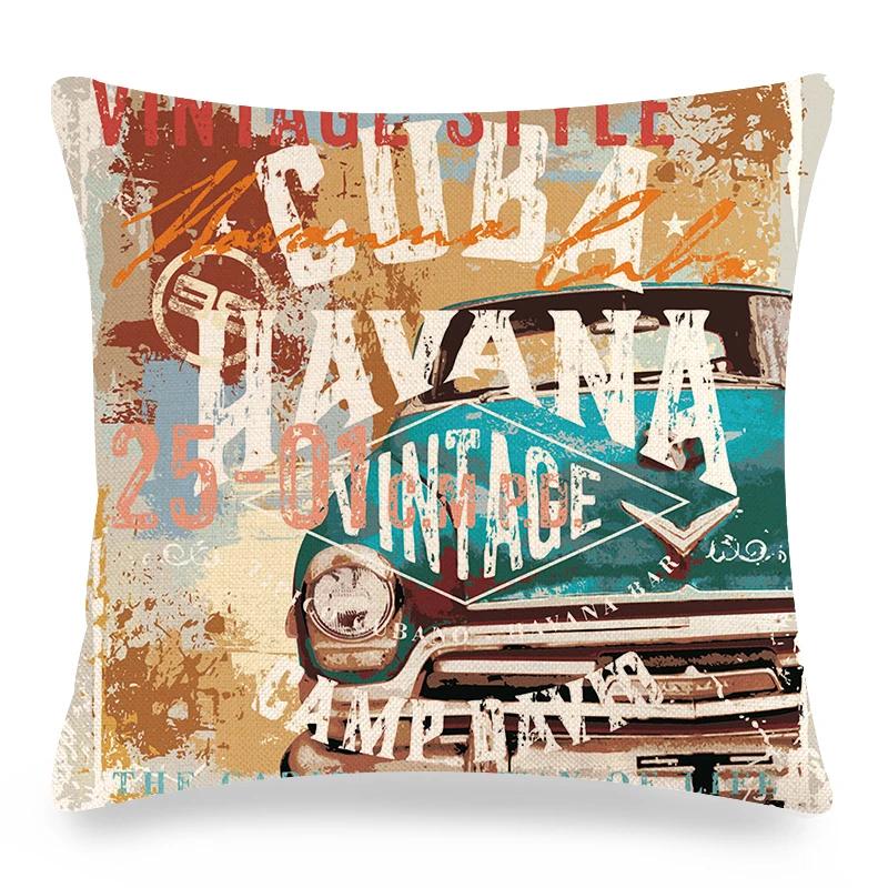 

Vintage American Style Decorative Cushion Cover Home Decor Printed Pillowcase for Sofa Retro Letters Car Pillow Covers 45x45cm 40x40cm16x16Inch