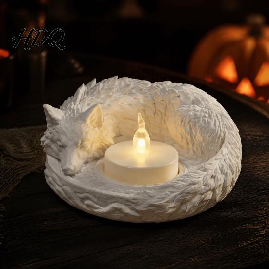 Wolf Candle Holder Shaped Candlestick Holder Matte 3D Print Stand Rustic Tea Light Stand Animal Tealight Candles Ornament for Home Fireplace
