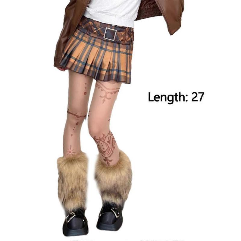 Damen Pelz Stulpen Faux Kaninchenfell Stulpen Stiefel Winterstulpen Überzug für Damen Gepolsterte Verdickte Warme Weiße Socken