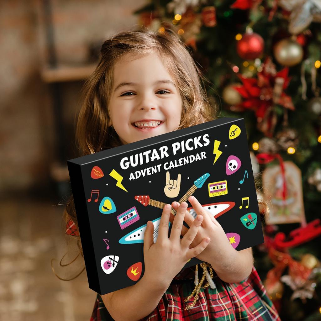 Guitar Picks Advent Calendar 2025 Xmas Countdown Calendar Holiday Countdown Calendar Xmas Gift for Guitar Bass Ukulele Players