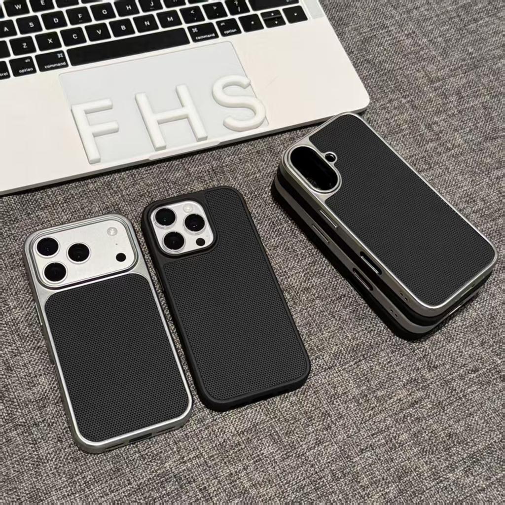 Technology pattern is suitable for second change iPhone17 sticky leather mobile phone case Apple 16promax protective case electroplated mobile phone