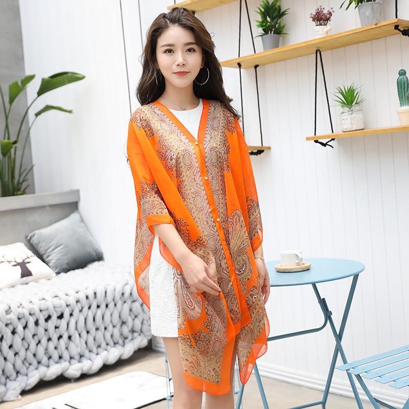 Chic Women's Silk Scarf: Oversized Sun Protection Shawl & Versatile Beach Towel