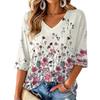 Women's Floral Print V-Neck Blouse Lightweight for Spring and Summer