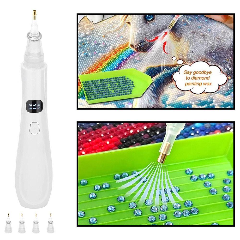 Penna Portatile Automatica per Pittura Diamante Modalità Aspirazione Regolabile Dispositivo di Aspirazione per Pittura Diamante Fai da Te 4 Punte di Ricambio Wireless