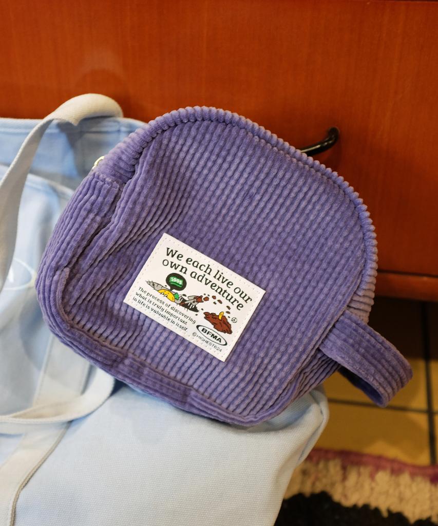 Balloon Friends Corduroy Cozy Pouch Indigo Purple