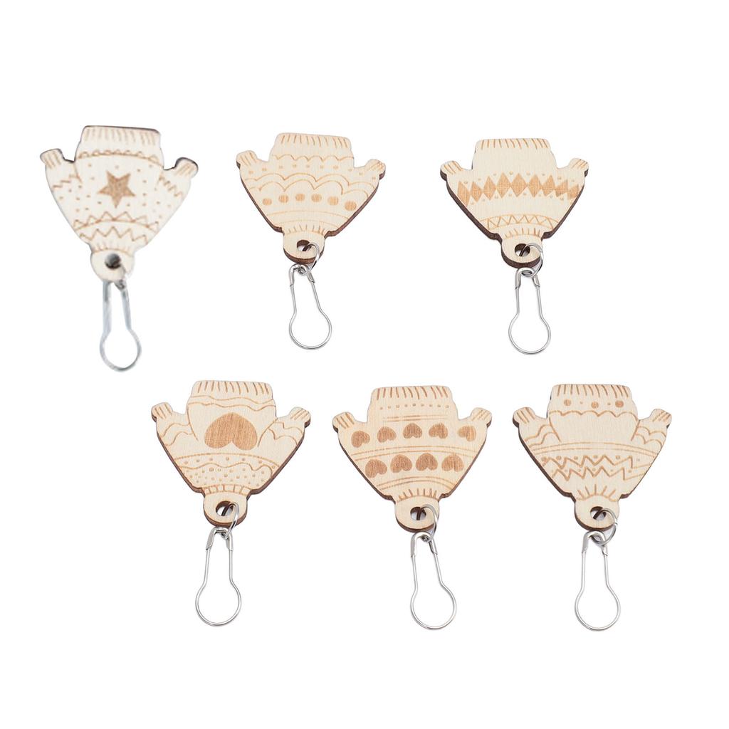 6Pcs Wooden Removable Stitch Markers for Knitting and Crocheting Lightweight Multipurpose Locking
