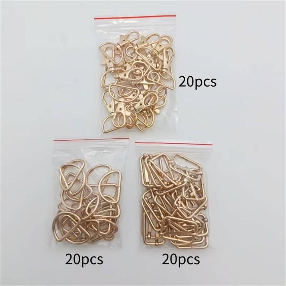 60Pcs Metal Swivel Buckle Set, 25mm D Rings & Adjustable Strap Slider Fittings For DIY Sewing Bag Lanyard Making