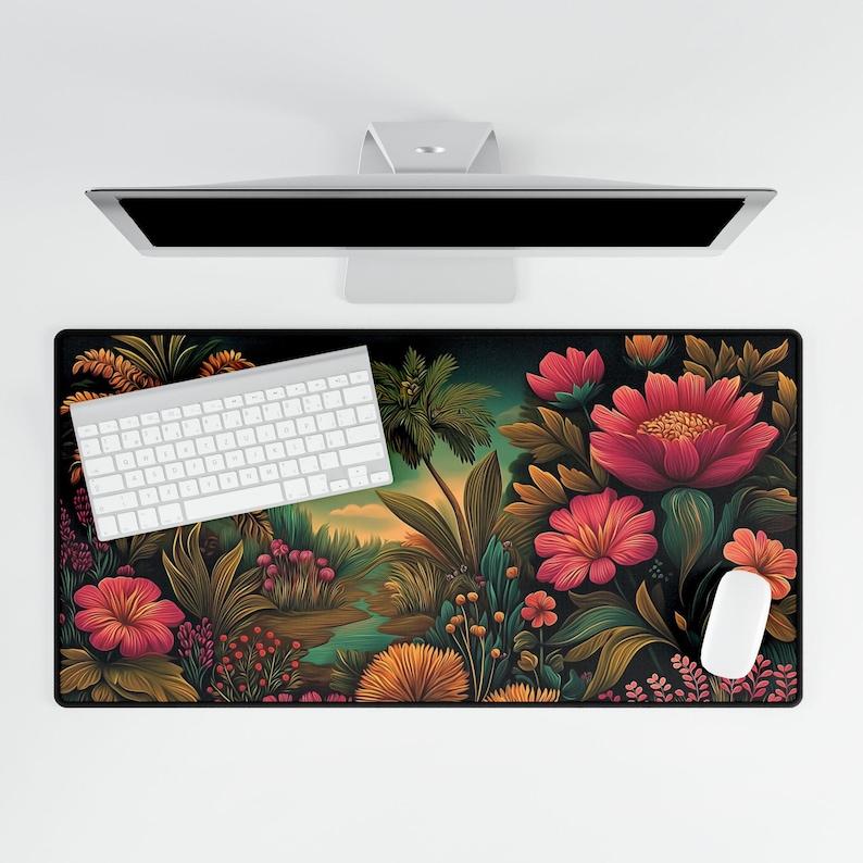 Artistic Floral Landscape Desk Mats Elegant and Unique Mouse Pad Stylish Deskmat Modern Office Desk Accessory Desk Mat Gift