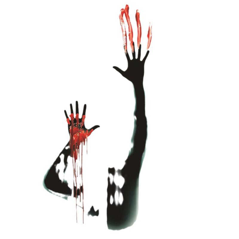 Halloween Red Blood Hand Wall Stickers - Self-Adhesive Decor for Bedroom & Living Room